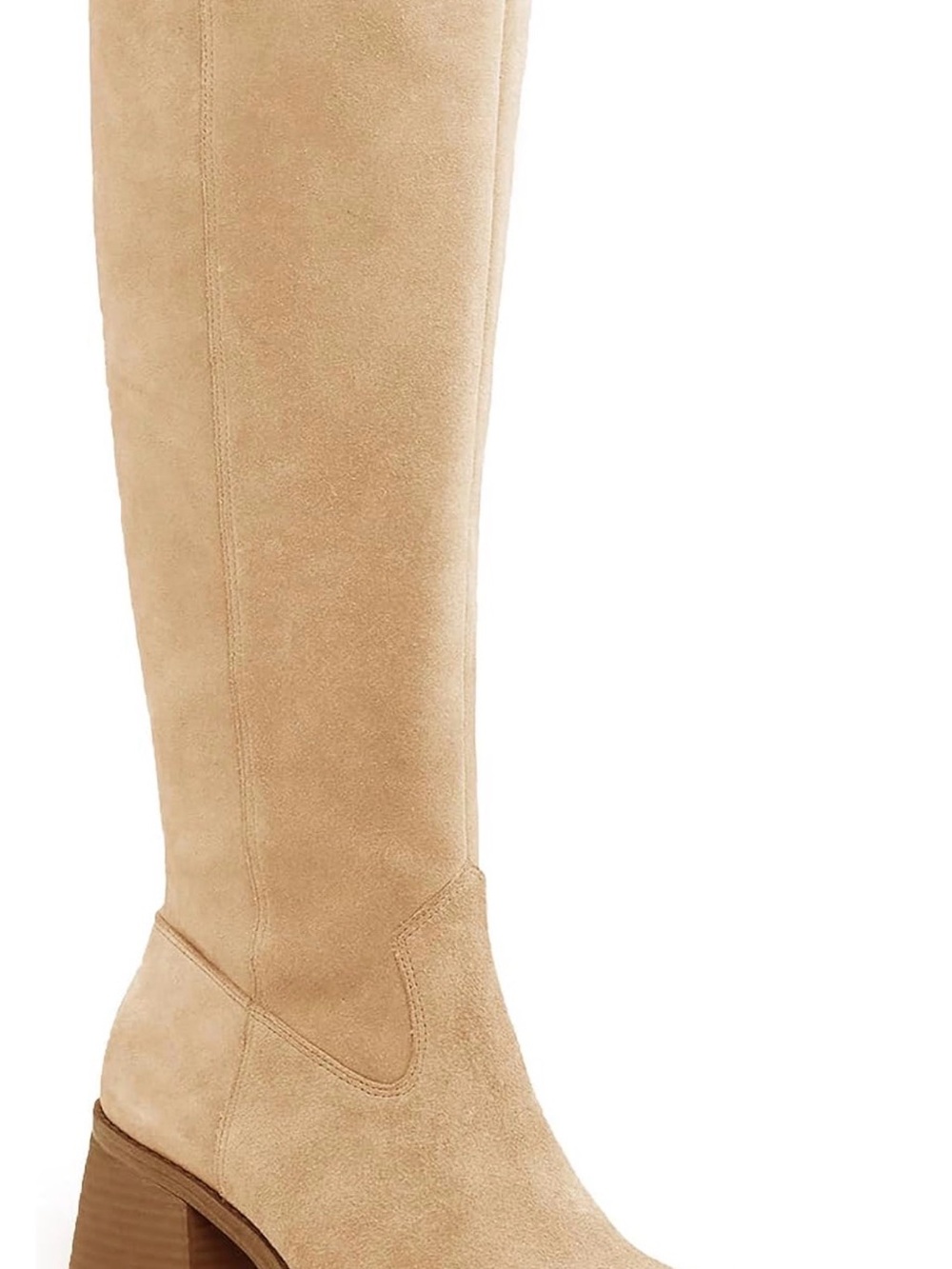 Women's Knee High Boots Wide Calf Square Toe Heeled Pull-on Boot, Size 8.5